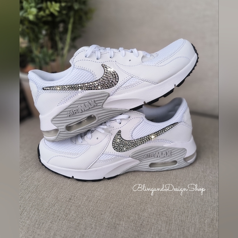 Nike Air Max Excee Womens White Sneakers Shoes Made with Swarovski Crystals - Picture 8 of 8